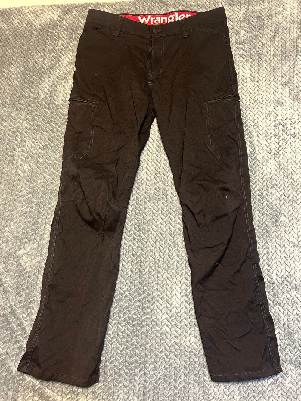 Wrangler Flex Waist Cargo Pants Mens 34x30 Black Nylon Stretch Hiking Straight